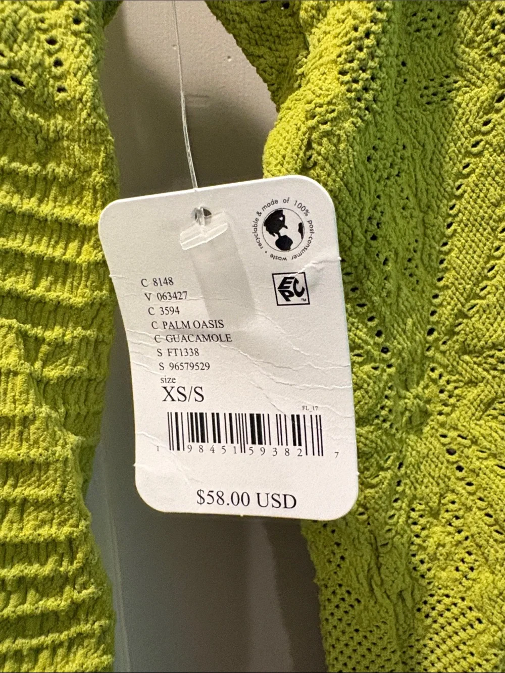 Free People Lime Green Long Sleeve Knit Top